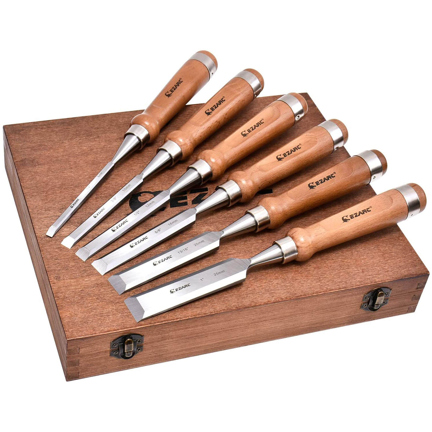 Professional left handed wood carving set with sharpening