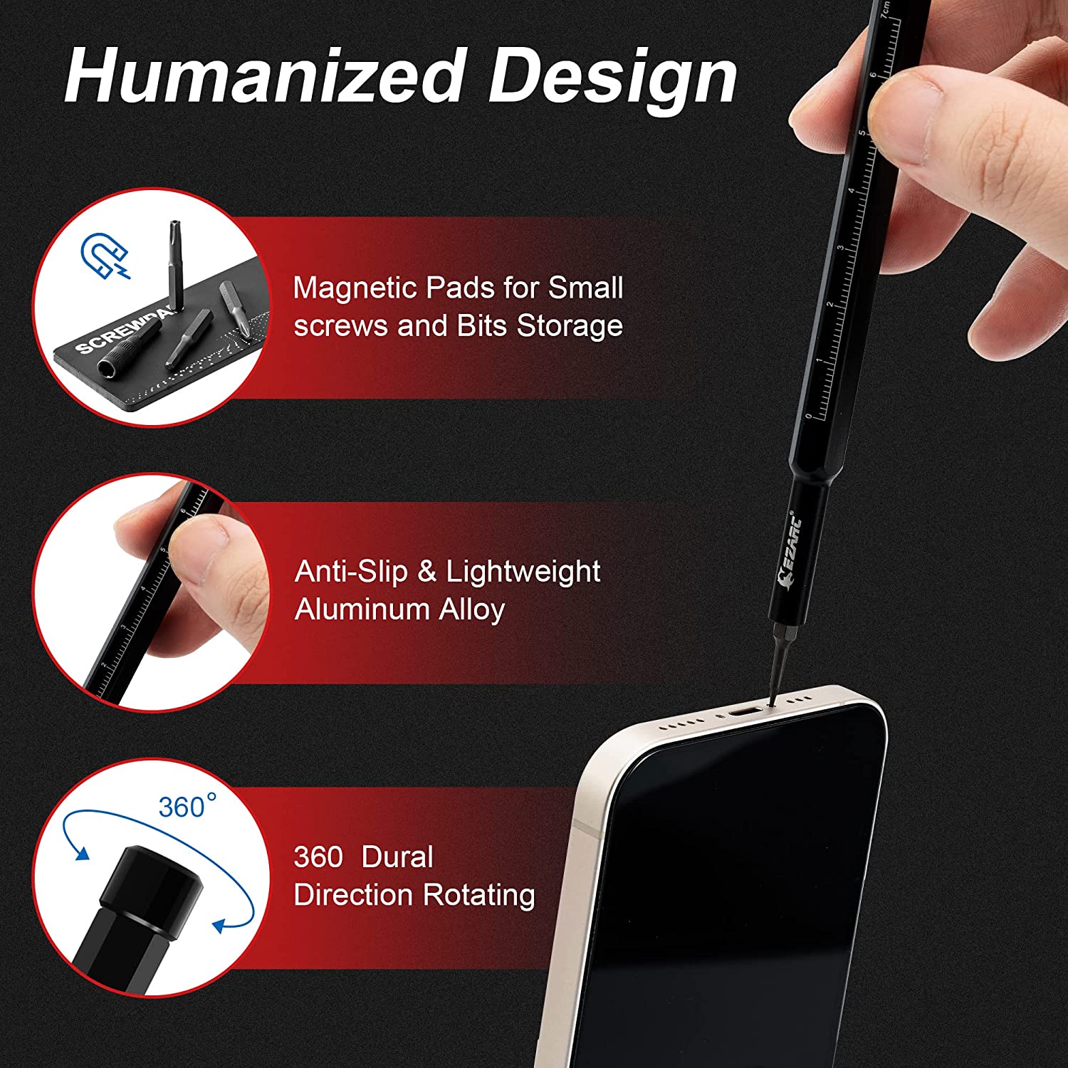 EZARC Precision Screwdriver Set 47 in 1 with Expandable Case Strong Ma